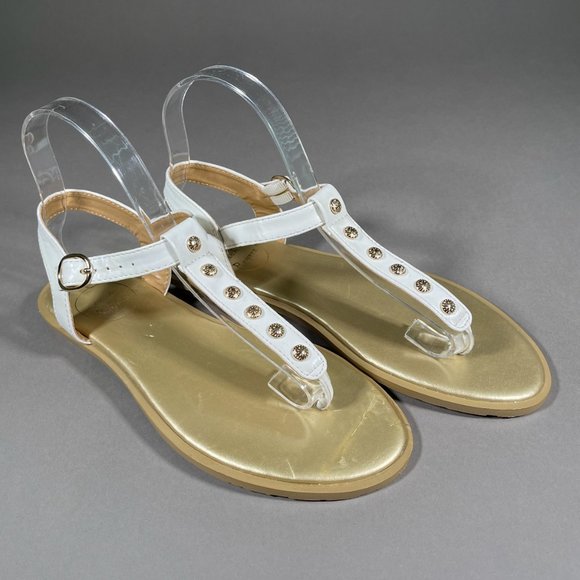 Jack Rodgers Sandals Gold Accents White Straps‎ Size 7M - Picture 1 of 15